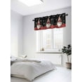 thumbnail image 3 of Christmas Poinsettia Valances for Windows, Red Gnomes Snowflake Black Background Light Filtering Window Treatment Valances, Rod Pocket Small Curtains for Kitchen/Bathroom, 42"x18", 3 of 9