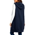 thumbnail image 6 of VBVC Women's Long Zip Up Hooded Vest , Drawstring Sleeveless Hoodie For Women, Ladies' Casual Fall Winter Layering Vest with Pockets, Navy , S-3XL, 6 of 7