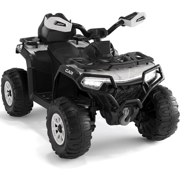 12V Ride-On ATV with Parent Remote Control, 2x35W Motors, 3 Speeds, 2-3.7 MPH, All-Terrain Tires, Shock Absorbers, LED Lights & Music, 66 lbs