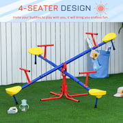 Kids Metal Seesaw Teeter Totter Children's Playground Equipment for Garden Outdoor Indoor Swing, 4 Seats