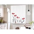thumbnail image 4 of Red Flower Kitchen Curtains Set Watercolor Red Leaves Window Treatment Flower Floral Plant Botanical Cafe Short Curtains for Bathroom Dining Fall Tier Treatment Drapes 27.5(W) x36(H) Inch, 4 of 5