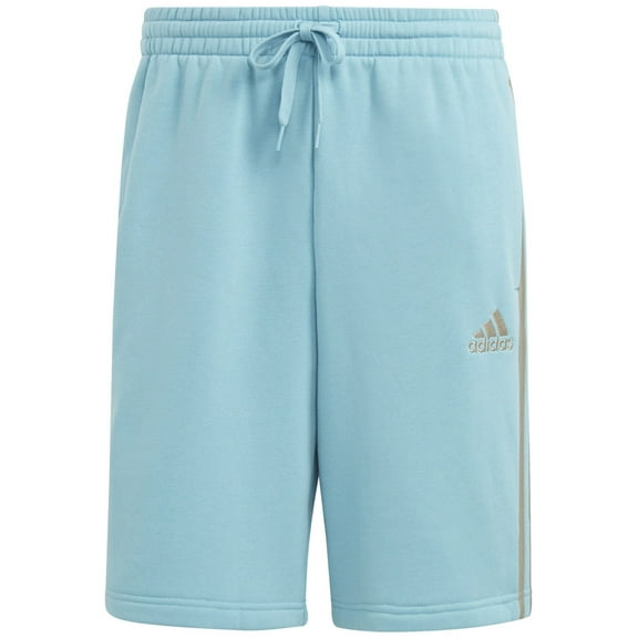 Adidas Mens 3 Stripe 10" Fleece Shorts Blue Medium