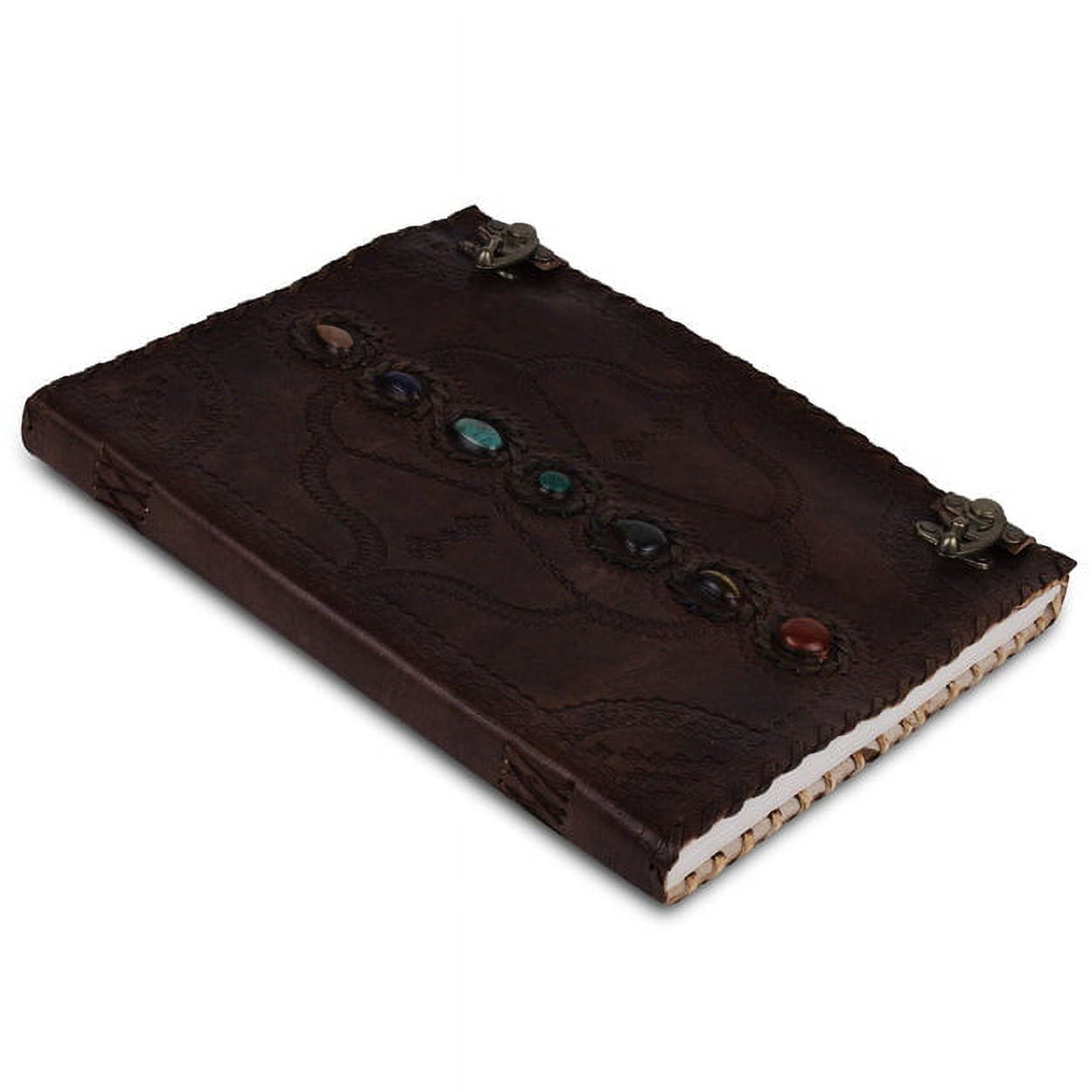 Mahetri Leather Journal Writing Notebook 7 Chakra Stone Diary For Men & Women, Notepad Gift For Artists & Writers