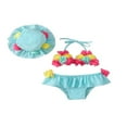 thumbnail image 1 of Infant Girls Three-piece Bathing Suit  Flower Halter Neck Swimming Tops  Bottoms and Sun Protection Cap, 1 of 7