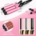 thumbnail image 5 of Rizador de 3 barriles para ondas playeras, rizador de pelo de cerámica rosa turmalina estilo sirena con calentamiento rápido., 5 of 5
