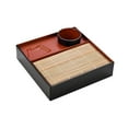 thumbnail image 4 of kowaku Soba Noodle Plate Cold Soba Serving Dish Food Appetizer Tray Kitchen with Drain Mat Drainboard Sushi Serving Plate Square black inside, 4 of 9