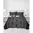 thumbnail image 3 of Black Boho Geometric Queen Size Down Alternative Comforter, Lightweight Comforter Quilt Bedding Set with Pillow Shams Vintage Southwestern Stripes All Seasons Bed Comforter Duvet Insert 90"x96", 3 of 7