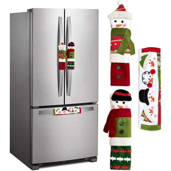 3 Piece Set Christmas Snowman Refrigerator Door Handle Appliance Handle Christmas Decorations Standard Size Kitchen Refrigerator Microwave Oven Or Dishwasher