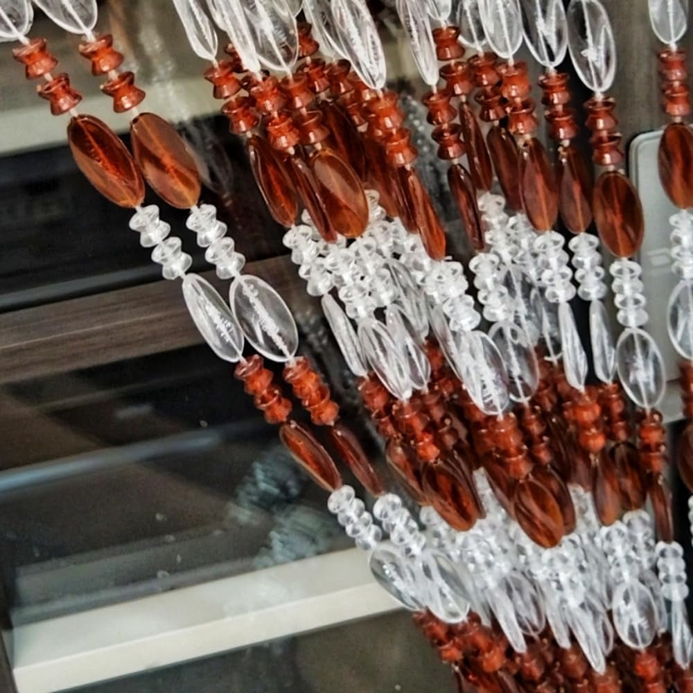 split Beaded Curtain Doorways Acrylic Hanging Door Beads String Curtains Tassel Room Divider Screen Decor for Doorway Window Living Room Wedding (1, Brown, 39 inch x 78.7 inch), ES041