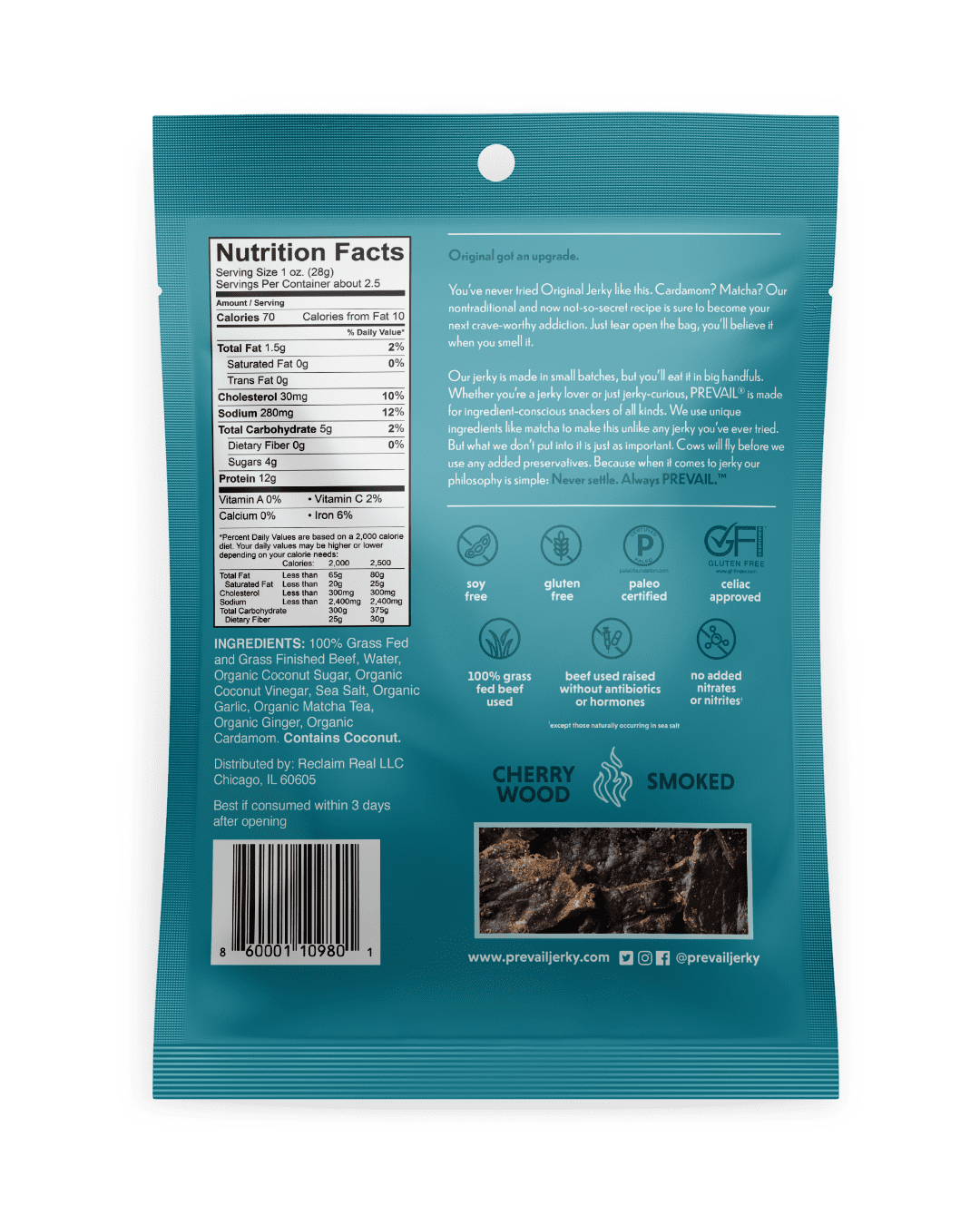 Prevail - Jerky Beef Original - Case Of 8-2.25 Oz
