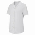 thumbnail image 6 of Jxximdong Button Down Shirts for Women, Women's Cotton and Linen Summer Casual Collar Short Sleeved Blouse, White Women's Blouses, 6 of 9