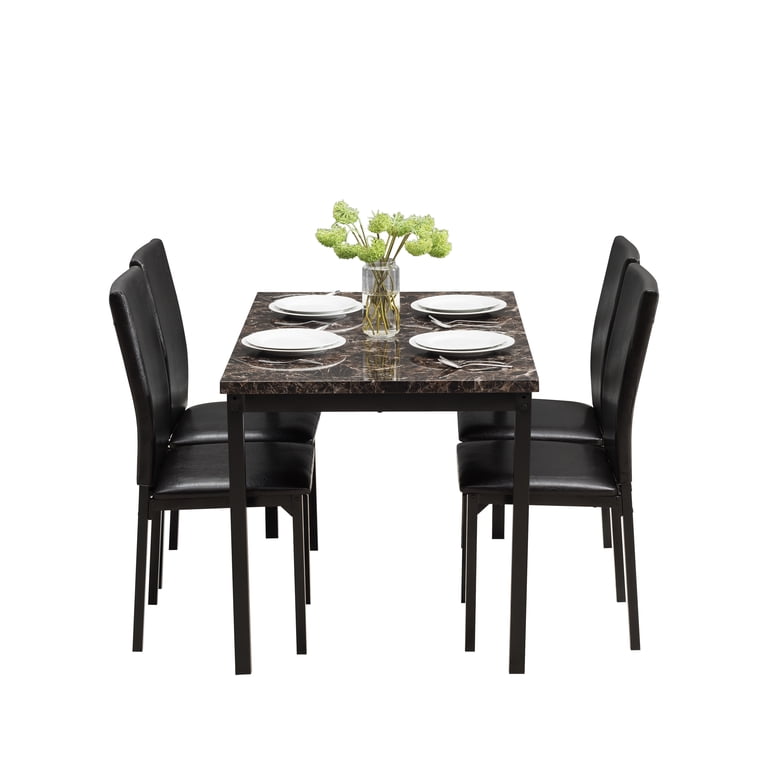 Dining Chairs Set Of 4 AWQM 5 Piece Dinette Dining Set, Faux Marble ...