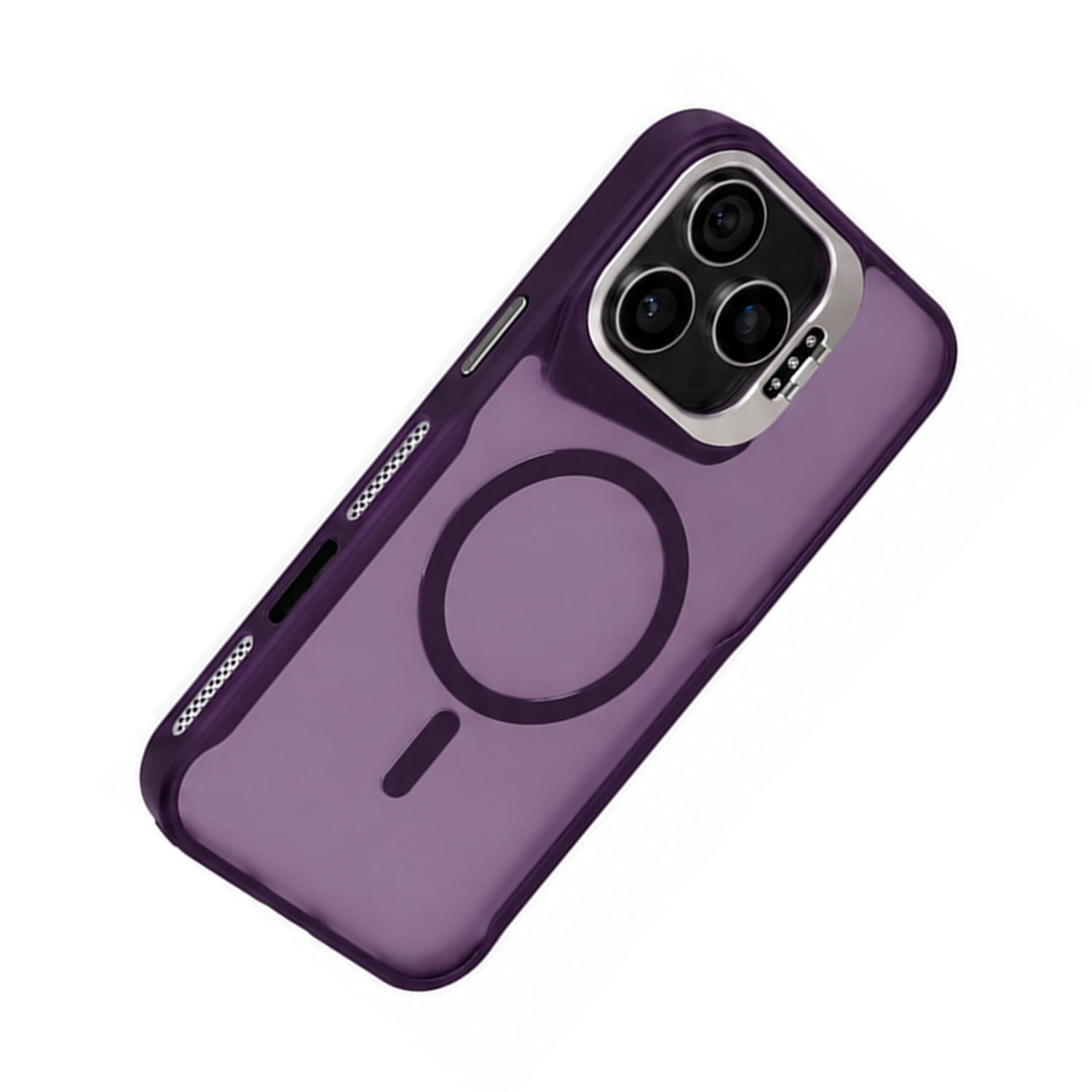Matte Clear Camera Stand Case with Wireless Charging for iPhone 17 Pro Max - Purple