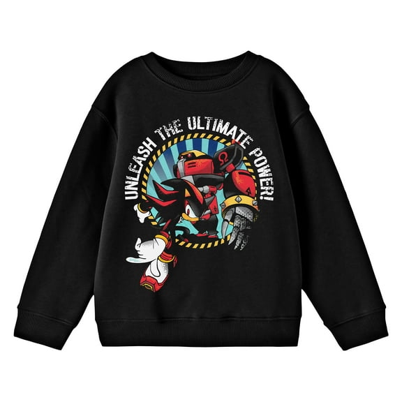 Bioworld Sonic The Hedgehog Knuckles Unleash the Ultimate Power Youth Black Crew Neck Sweatshirt