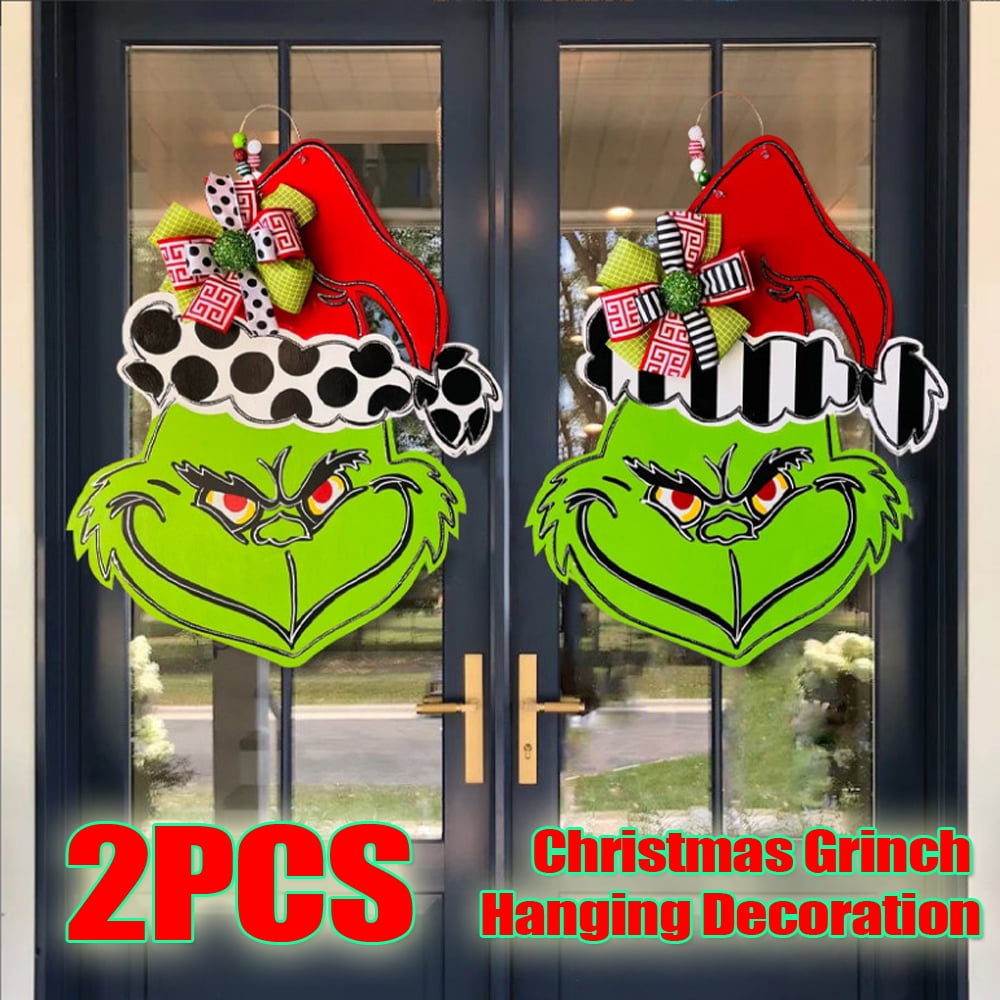Grinch Christmas Decorations Grinch Wooden Door Hanging Sign for Indoor