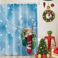 thumbnail image 5 of Shower Curtain 36"W x 78"L Christmas Cartoon Cat Xmas Sock Snowflake Blue Background Fabric Shower Curtains Set with Hooks Water Repellent Bathroom Curtains Machine Washable Bathroom Accessories, 5 of 9