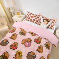 thumbnail image 2 of Erosebridal Donut Capybara Duvet Cover Set for Kid, Stars Print Bedding Full, Pink Reversible, 3 Pieces, No Comforter, 2 of 5