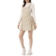 thumbnail image 4 of INSPIRE CHIC Women's Adjustable Shoulder Straps Cute Mini Overall Dress M Beige-Floral, 4 of 6