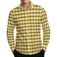 thumbnail image 2 of VgaVtl Long Sleeve Mens Shirts Turn Down Collar Checkered Mens Clothes Button Office Casual Bottoming Yellow Loose Shirts,L, 2 of 8