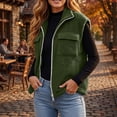thumbnail image 6 of Sentuca Womens Vest Stand Collar Full Zip Plush Fleece Coat with Pockets Sleeveless Warm Cozy Soft Wear Jackets, Green XL, 6 of 8