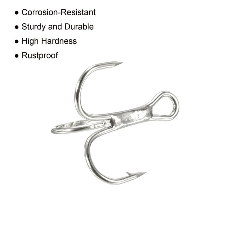 Uxcell 16#14#12#10#8#Carbon Steel Treble Fish Hooks Kit with Barbs, White 1 Set, Size: 9/11/13/14/17 mm