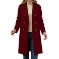 thumbnail image 6 of Duqingm Long Jackets for Women Women's Casual Thicken Wool Blend Stand Collar Single Breasted Pea Coat Wine,L, 6 of 6