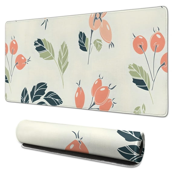 Loquat and Leaves Mousepad Gaming Pad Mouse Waterproof No Slip for Office Home Work Gaming Desktop Tables Mousepad Rubber Base Mousepad with Stitched Edges 35.4x15.7inches