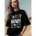 thumbnail image 4 of Camiseta de mujer, camisetas de manga corta, camisetas casuales, camisetas de cuello redondo con dibujo de amor para el Día de San Valentín para mujer, 4 of 8