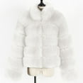 thumbnail image 4 of Winter Coats for Women Zpanxa Women Solid Color Long Sleeve Shaggy Lapel Faux Fur Coat, Warm Short Jacket Outwear, Oversized Lapel Outwear Jackets White B XXL, 4 of 4