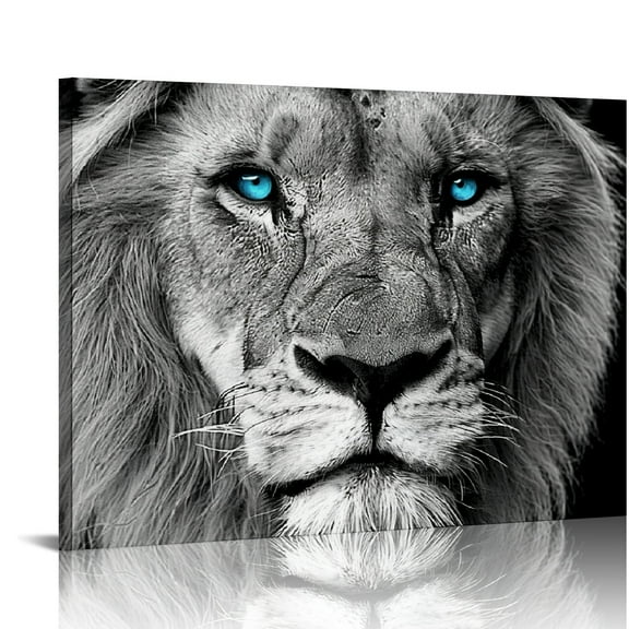 JRXY Black and White Wild Animal Canvas Wall Art Tiger Lion Cheetah with Blue Eyes Picture Print Wildlife Artwork Printing Wall Decor 20x16in