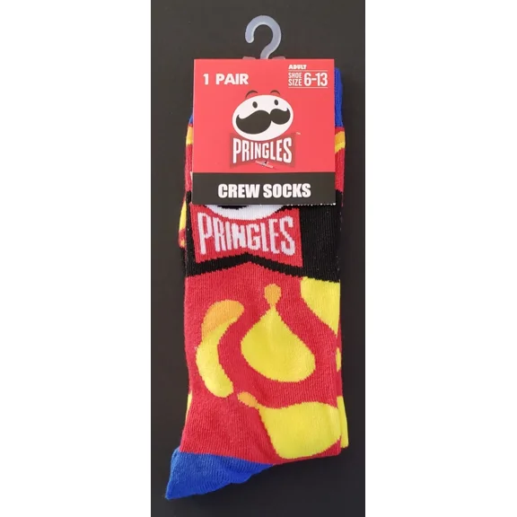 Pringles Chips Adult Unisex Novelty Crew Socks Size 6-13