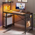 thumbnail image 2 of Bestier 44 in Rectangular Black Grained Gaming Desk with RGB LED Lights Computer Desk with 4 Tier Storage Shelves and Hooks, 2 of 7