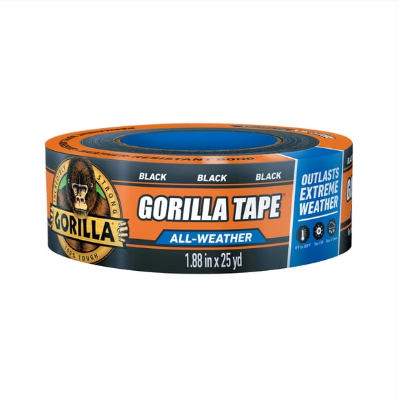Gorilla All Weather Duct Tape, Black, 1.88" x 25 yd - UV and Temperature Resistant Waterproof Tape for Outdoor Repairs
