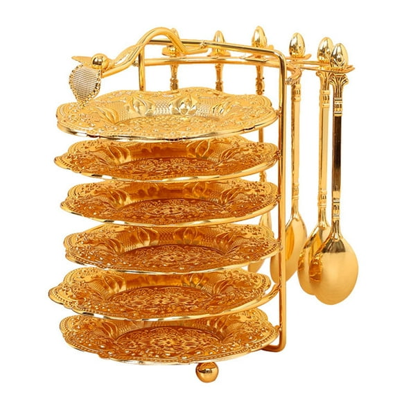GROWTH TANK 6 Tier Serving Stand with Platter Metal Serving Trays with Sturdier Rack for Tea
