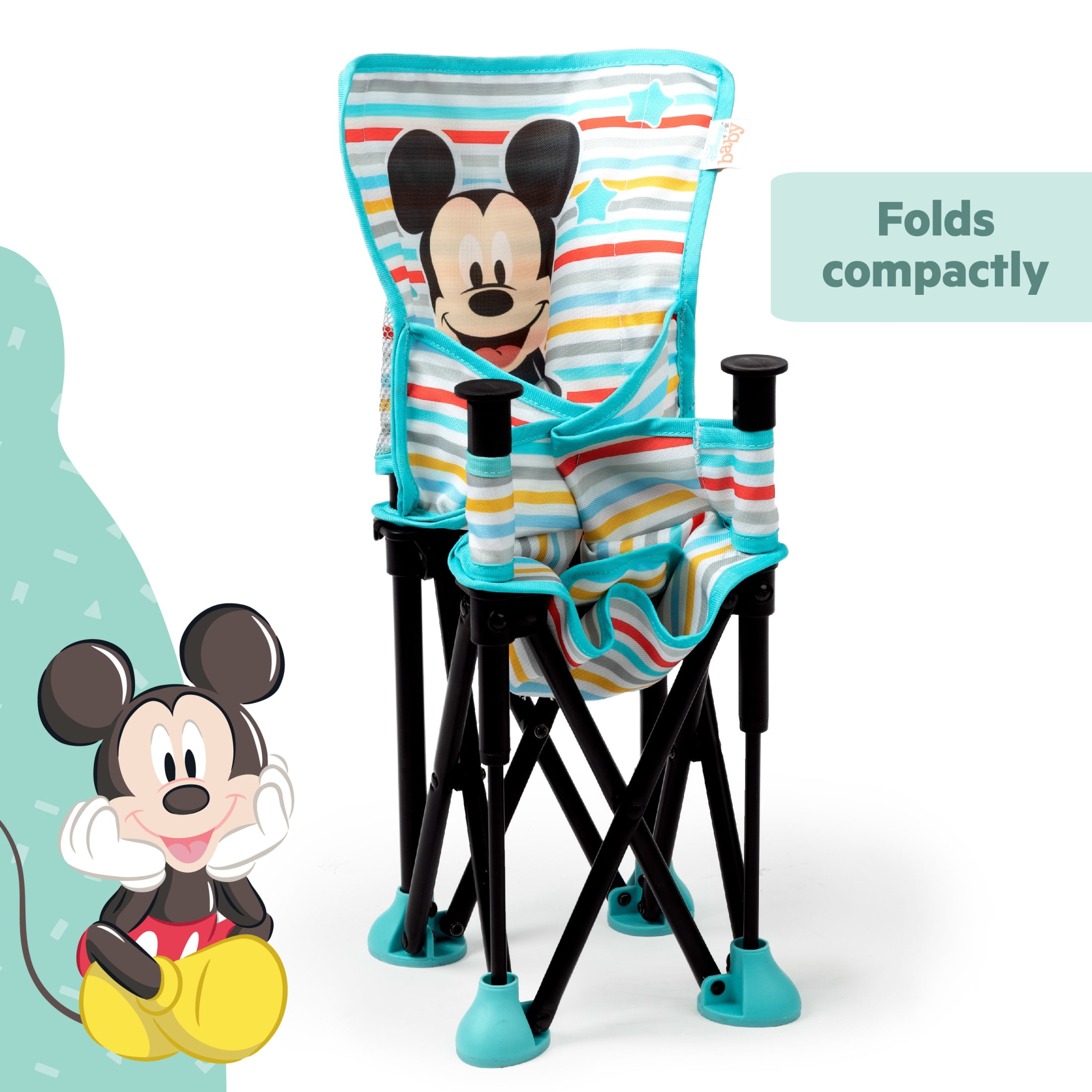Bright Starts Disney Baby Pop 'N Sit Portable Booster, Mickey Mouse, Infant to Toddler