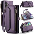 thumbnail image 1 of Funda tipo cartera para Samsung Galaxy A55 con bloqueo RFID, tarjetero, cremallera y ranura para billetes, correa magnética de piel sintética suave para el hombro. Funda tipo cartera para mujer, 1 of 10