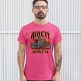 thumbnail image 3 of Tee Hunt Ride It Like You Stole It T-shirt Biker Born to Be Wild Motorcycle Men's Tee, Hot Pink, 3X-Large, 3 of 5