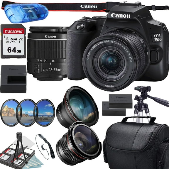 Canon EOS 250D / Rebel SL3 DSLR Camera with EF-S 18-55mm f/4-5.6 IS STM Lens   Accessory Bundle