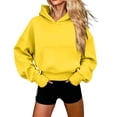 thumbnail image 3 of Horkkom Cropped Hoodie Women Long Sleeve Solid Color Hoodies Pullover Trendy Casual Hooded Sweatshirt with Pocket M, 3 of 6