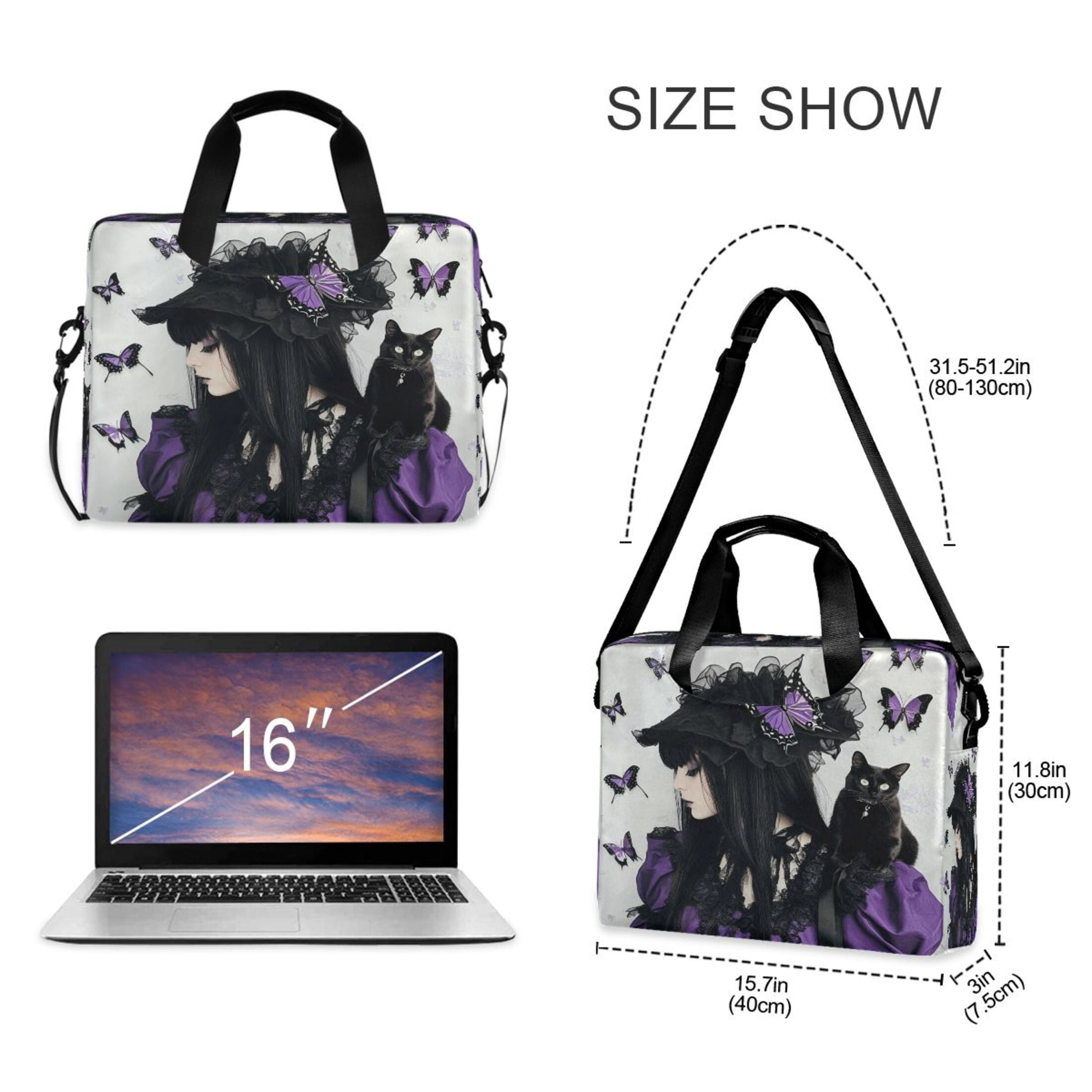 16" Laptop Tote Bag Laptop Sleeve Case Computer Briefcase for Work & Travel Beauty in A Purple and Black Suit