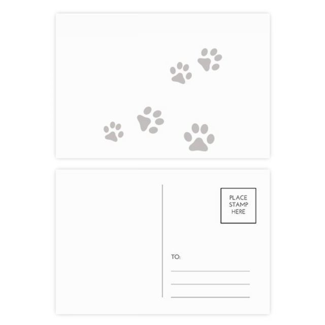 Cat Mewing Animal Gray Footprint Art Paw Print Postcard Set Birthday Mailing Thanks Greeting Card