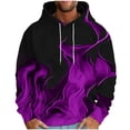 thumbnail image 1 of Fengqque Chandails à Capuchon pour Hommes Grande Taille à Cordon Décontracté Manches Longues Imprimé Flamme 3D Graphique Chandail à Enfiler Col Rond Chandails Violet 12(TTG), 1 of 5