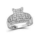 10kt Or Blanc Femmes Princesse Diamant Cluster Mariée Bague de Fiançailles de Mariage 2.00 Cttw - Taille 11 – image 1 sur 1
