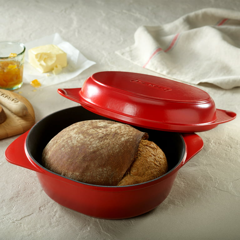 Potted Pans Cast Iron Bread Pan with Lid - 10in Enamel Bread Cloche Dutch  Oven