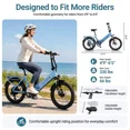 thumbnail image 4 of Lilypelle Folding Electric Bicycle for Adults, 20"×3.0 Fat Tire 7 Speed Step-Thru Electric Cargo Bicycle, 500Wh Built-in detachable battery, Peak 1000W Rear Motor，20MPH, Fits for 4'9" to 6'5", 4 of 9