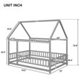 thumbnail image 5 of Triple Tree Full Size Contemporary Pine Wood Standard Bed with Roof and Fence Guardrails, White, 5 of 7