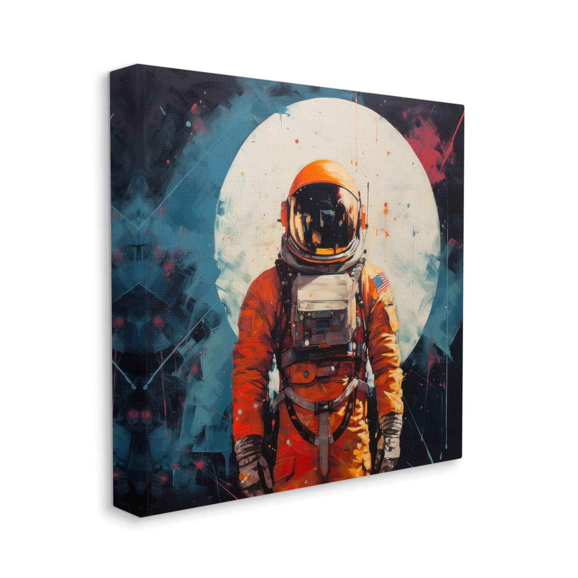 Stupell Industries Abstract Astronaut & Moon Abstract Painting Gallery Wrapped Canvas Art Print Wall Art, 30 x 30