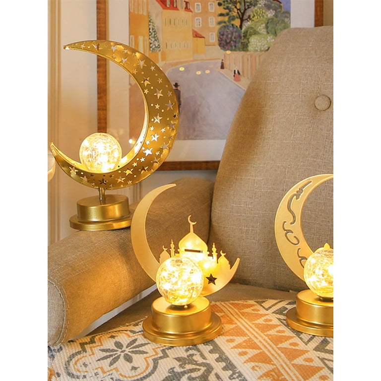 Ramadan Moon Decorations For Home LED Night Light Decor Decorations For  Home Table Gold BT007