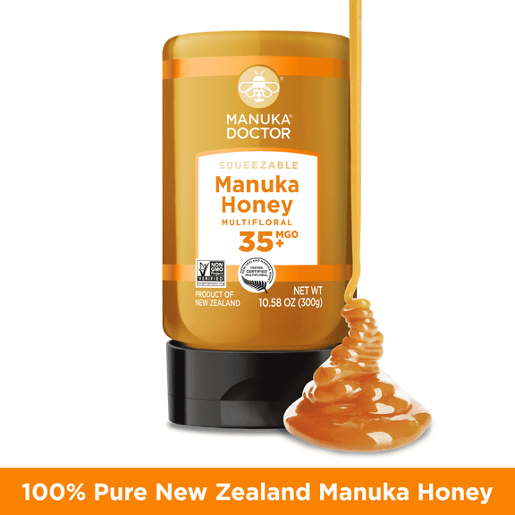 Manuka Doctor Raw Manuka Honey, Squeezy MGO35+, 10.58 oz, Certified 100% Pure New Zealand Honey