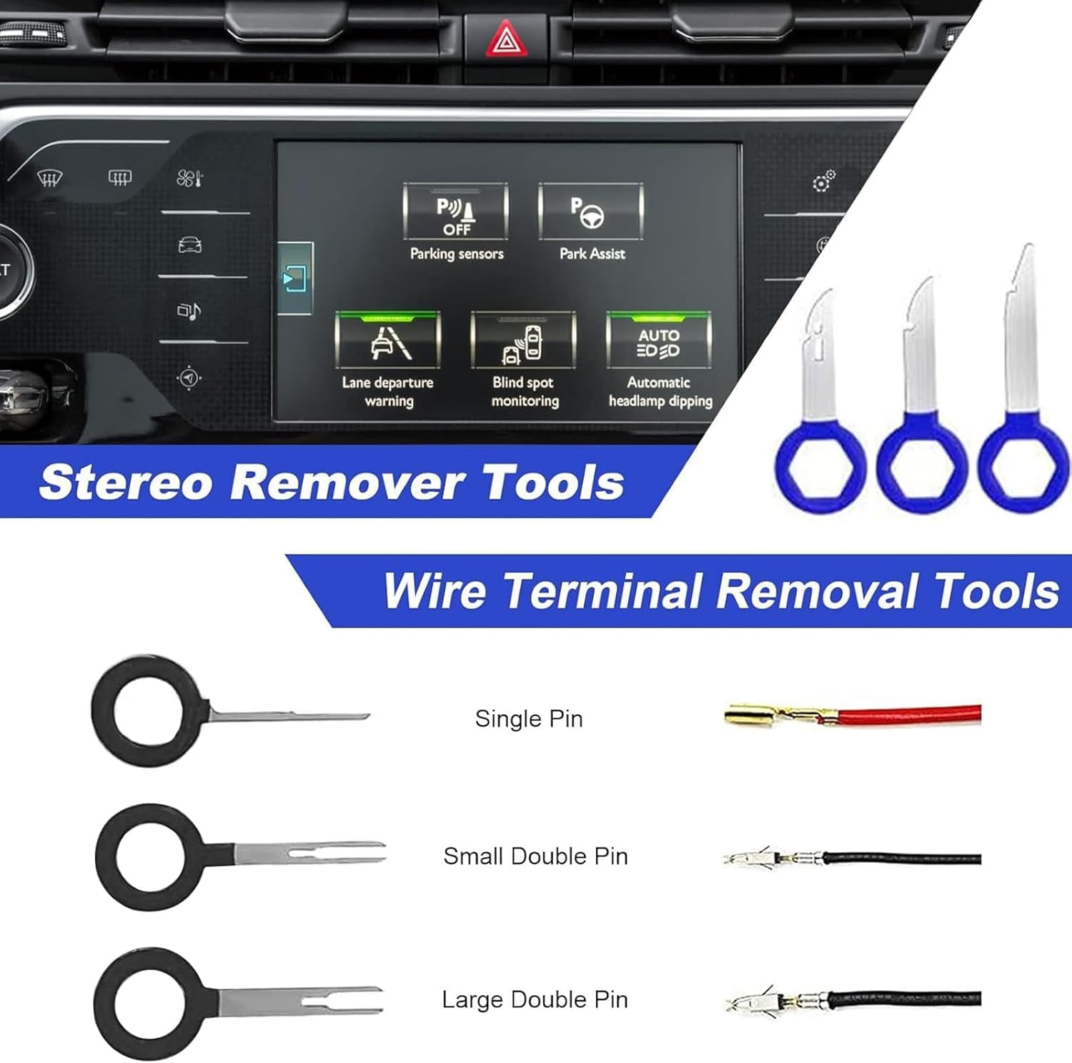 stusgo 148Pcs Trim Removal Tool Kit, Car Panel Door Window Audio Pry Tool Kit, Auto Clip Pliers Fastener Remover, Push Pin Puller, POM Material Interior Trim Repair Tools Set with Storage Bag